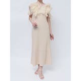 ベージュ | ラッフルリブワンピース | dazzlin