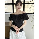 ブラック | 2WAYバルーンスリーブコットンレースブラウス | dazzlin