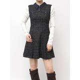ブラック | シャツカラーツイードミニワンピース | dazzlin