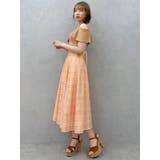 オレンジ | ツイストシアーチェックコルセットワンピース | dazzlin