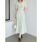 グリーン | ウエストカットアウトパイピングワンピース | dazzlin