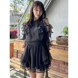 ブラック | 【セットアップ対応】シアーフルイドフリルブラウス | dazzlin