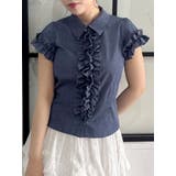 インディゴ | シュリンクフラワーフリルシャツ | dazzlin