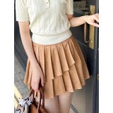キャメル | 【セットアップ対応】ベルトダブルプリーツスカート | dazzlin