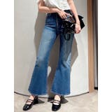 ブルー | 【骨格ウェーブ向け】フレアデニムパンツ | dazzlin