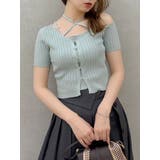 ブルー | ワンショルレイヤードリブニット | dazzlin