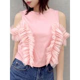 ピンク | フリルギャザードッキングカットソー | dazzlin