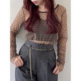 ブラウン | モチーフチュールシアートップス | dazzlin