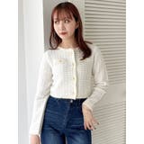 アイボリー | ツイードライクショートニットジャケット | dazzlin