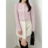 ピンク | ツイードライクショートニットジャケット | dazzlin