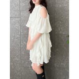 オフホワイト | カタアキフリルミニワンピース | dazzlin