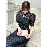 ブラック | ネックツイスト刺繍レースドレス | dazzlin