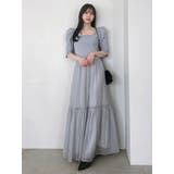 ブルー | 【藤井サチコラボ】パワショルドッキングワンピース | dazzlin