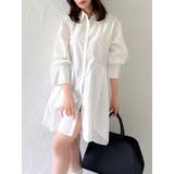 オフホワイト | シャツイレフレアミニワンピース | dazzlin