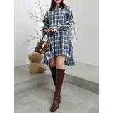 ネイビー | シャツイレフレアミニワンピース | dazzlin