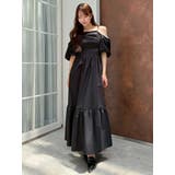 ブラック | 【吉田朱里】パール2wayボリュームワンピース | dazzlin