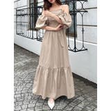 ベージュ | 【吉田朱里】パール2wayボリュームワンピース | dazzlin