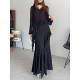 ブラック | アシメフリルレースワンピース | dazzlin