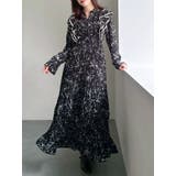 ブラック | 【WEB限定カラーあり】ダブルフリルフラワープリーツワンピース | dazzlin