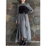 グレー | ギャザーシャツボリュームワンピース | dazzlin