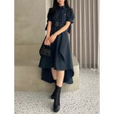 ネイビー | 【POLO BCSコラボ/20周年記念復刻！】ヘムレイヤードシャツワンピース | dazzlin