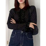 ブラック | シュリンクフラワーショートシャツ | dazzlin