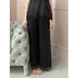ブラック | 【吉田朱里】シルクランジェリーライクロングパンツ | dazzlin