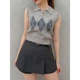 チャコールグレー | 【セットアップ対応】レイヤードスカートパンツ | dazzlin