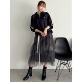 チャコールグレー | 【FILA別注】アシメチュールティアードスカート | dazzlin