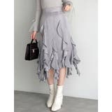 フリルスリットサテンスカート | dazzlin | 詳細画像1 