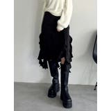 ブラック | フリルスリットサテンスカート | dazzlin