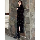 【セットアップ対応】フラワーシシュウベロアスカート | dazzlin | 詳細画像1 