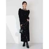 【セットアップ対応】フラワーシシュウベロアスカート | dazzlin | 詳細画像3 