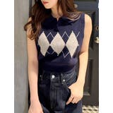 ネイビー | アーガイルニットトップス | dazzlin