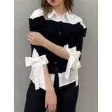 ブラック | シャツレイヤードライクニットトップス | dazzlin