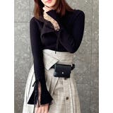 ブラック | 【追加生産分】ヘムレースリブニットトップス | dazzlin