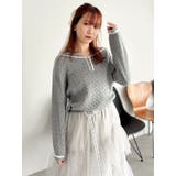 グレー | 【FILA別注】セーラーカラーラインニットプルオーバー | dazzlin