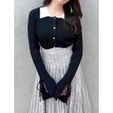 ブラック | アイレットスリーブニットトップス | dazzlin