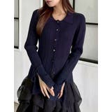 ネイビー | アイレットスリーブニットトップス | dazzlin