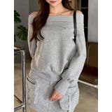 グレー | ワイドスクエアネックスウェット | dazzlin