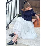 ネイビー | ワイドスクエアネックスウェット | dazzlin