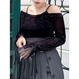 ブラック | シアーベロアレイヤードトップス | dazzlin