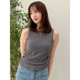 【吉田朱里】涼感加工ギャザーノースリリブトップス | dazzlin | 詳細画像6