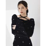 【セットアップ対応】フラワーシシュウベロアトップス | dazzlin | 詳細画像3 