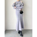 ブルー | ドッキングバルーンネックニットワンピース | dazzlin