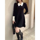 ブラック | 【20周年記念復刻!】オーナメントカラーニットワンピース | dazzlin