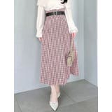 レッド | 【WEB限定カラーあり】サイドタックベルトフレアスカート | dazzlin