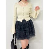 チャコールグレー | ボリュームフリルチュールミニスカート | dazzlin