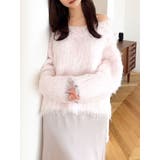 ピンク | リップルカールⅤネックニット | dazzlin