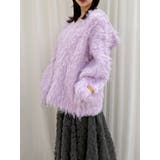 パープル | リップルカールニットフーディ | dazzlin